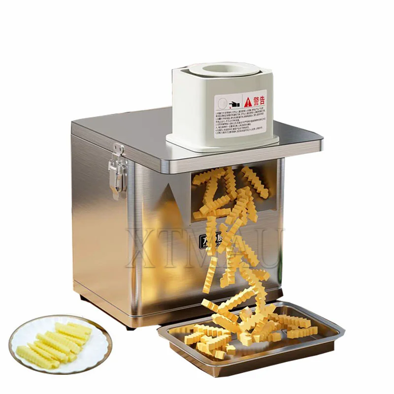 

Electric Potato Slicer Machine Stainless Steel Wolf Tooth Potato Chips Maker Machine 10mm 8mm Wavy Potato Sticks Machine