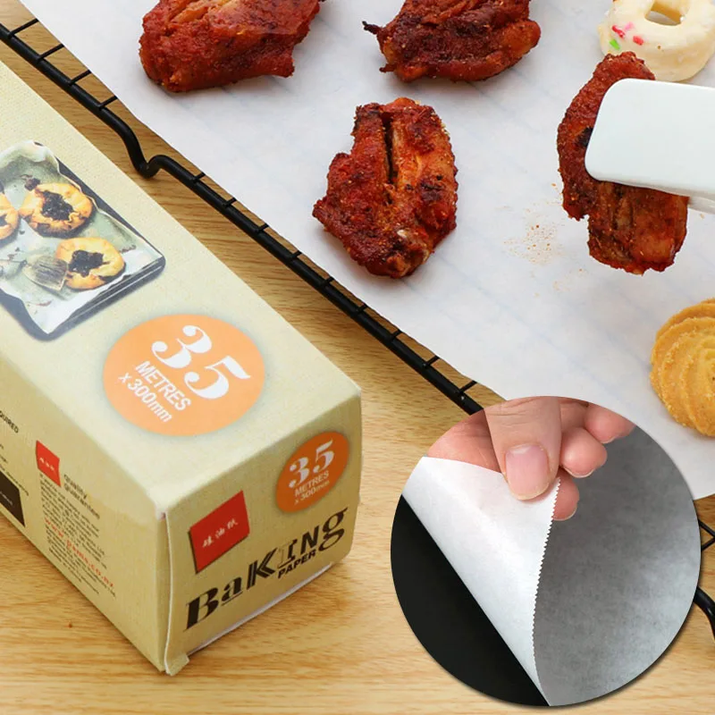 5/10/20/35 متر الغذاء الصف زيت السيليكون ورقة الخبز المنزل التعبئة والتغليف ورقة البرشمان مستطيل فرن النفط ورقة ورقة مخبز شواء الطرف