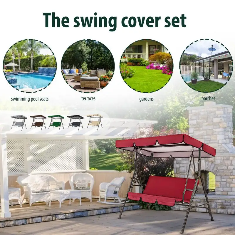 

3 Seater Outdoor Waterproof Swing Cover Canopy Cover Set Chair Bench Replacement Patio Garden Swing Chair Cushion Dust Cover