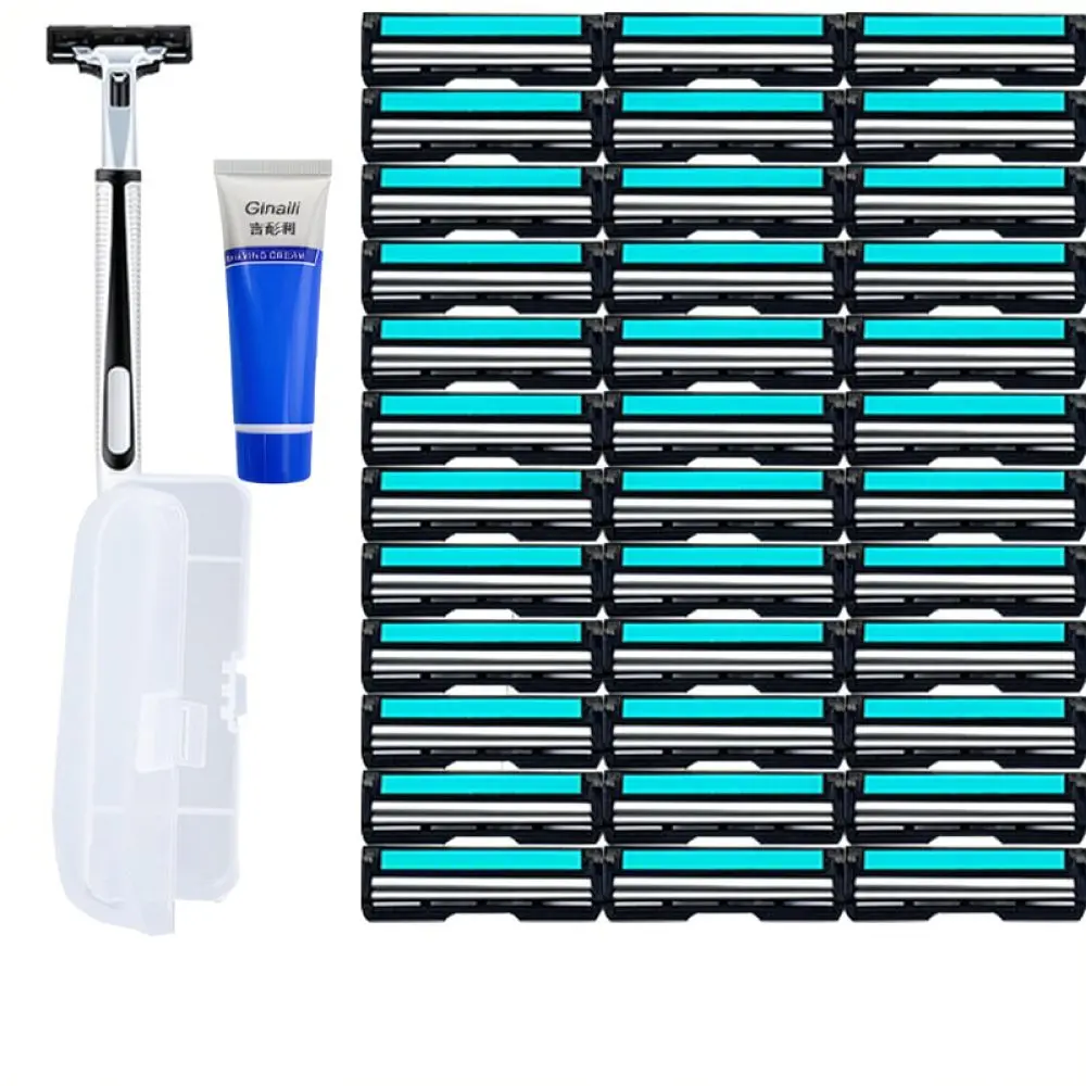 Double Layer Manual Shaver For Dongqi Men Beard Razor Efficient Grooming Tool Portable Face Hair Removal Shaving Kit