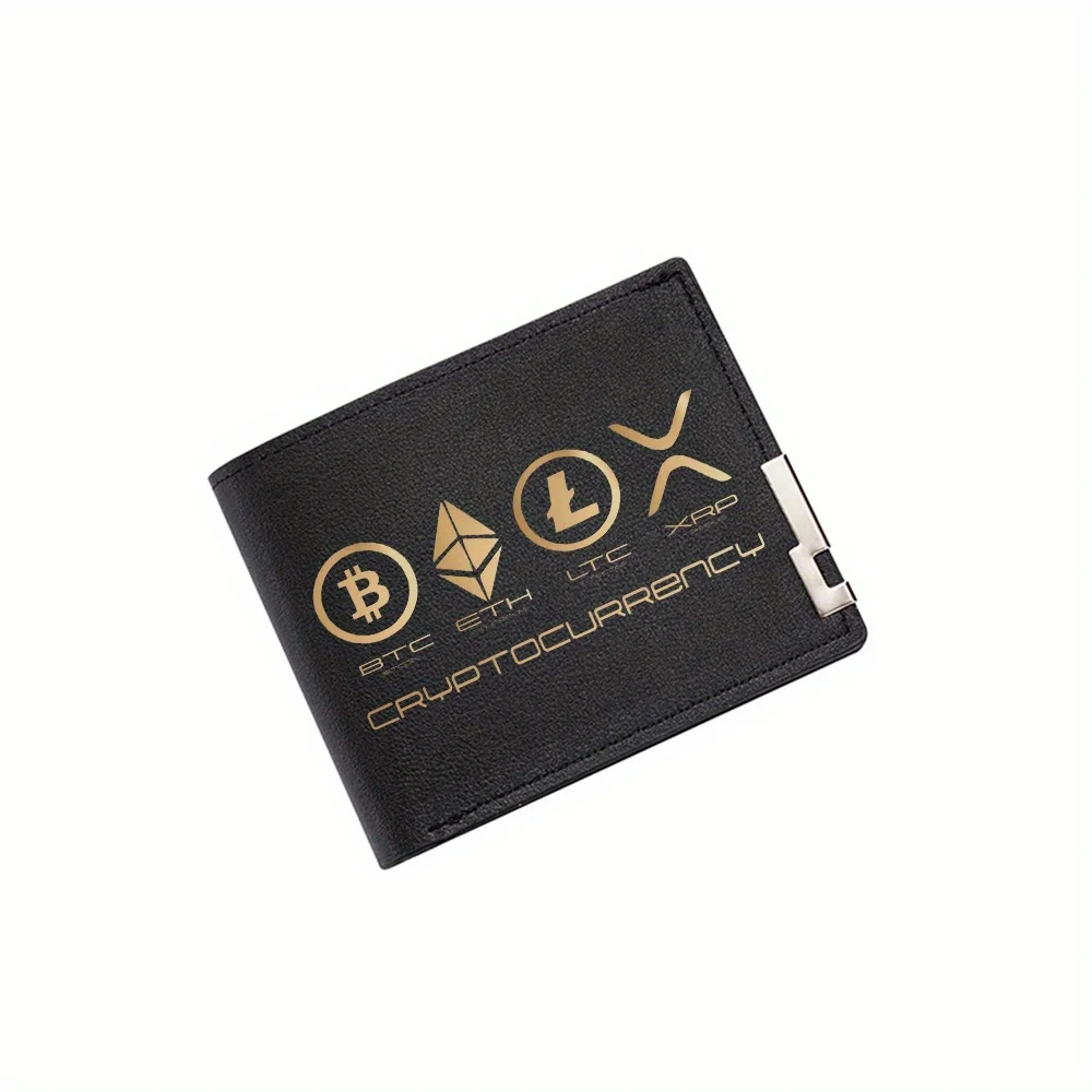 Crypto coins symbols: BTC,ETH,LTC,XRP Men's Wallet Printing Design Simple Modern Stylish Business Father's Boyfriend's Christmas