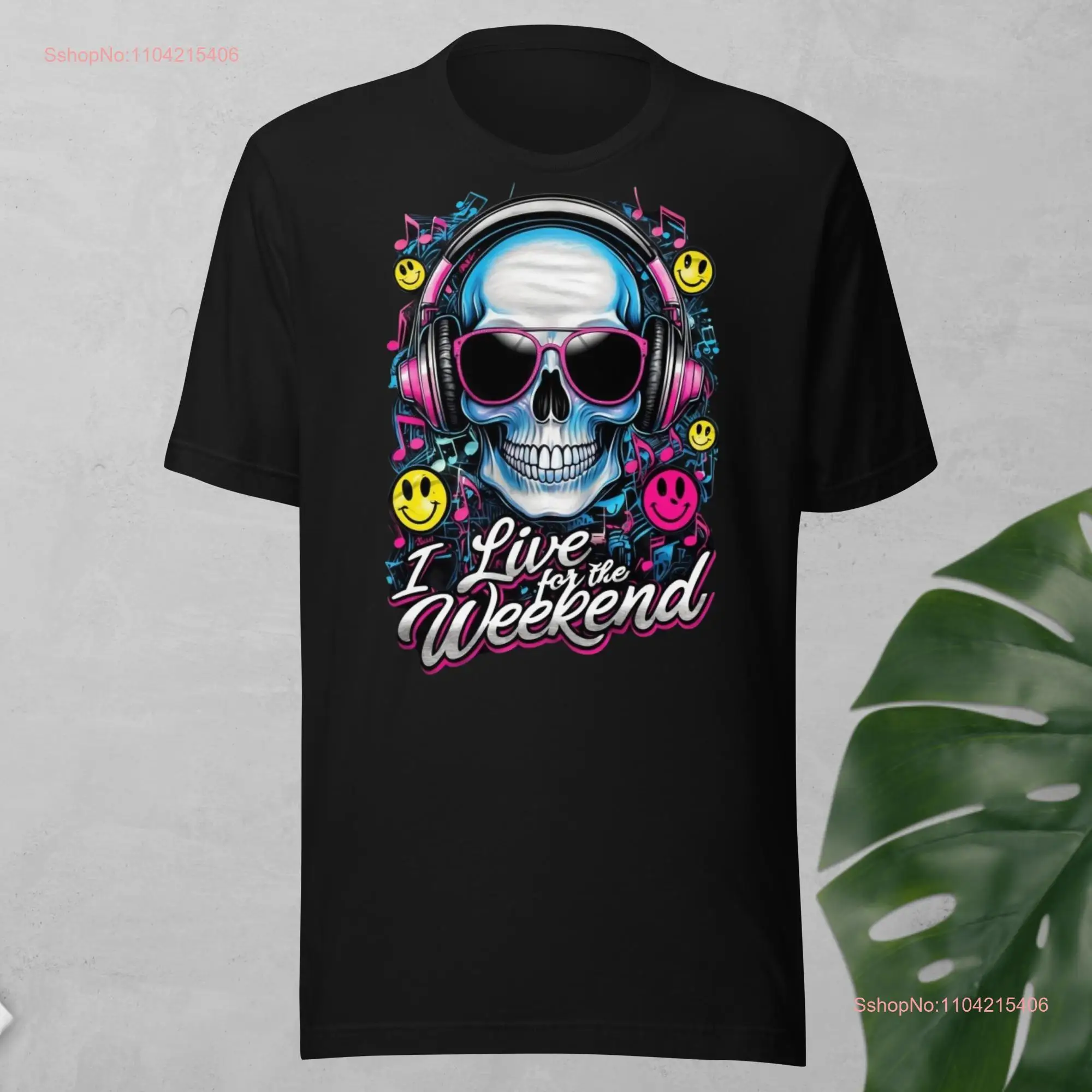 Skull Eco Friendly Basic T Shirt Cool I Love Weekend All Sizes Appropriate long or short sleeves