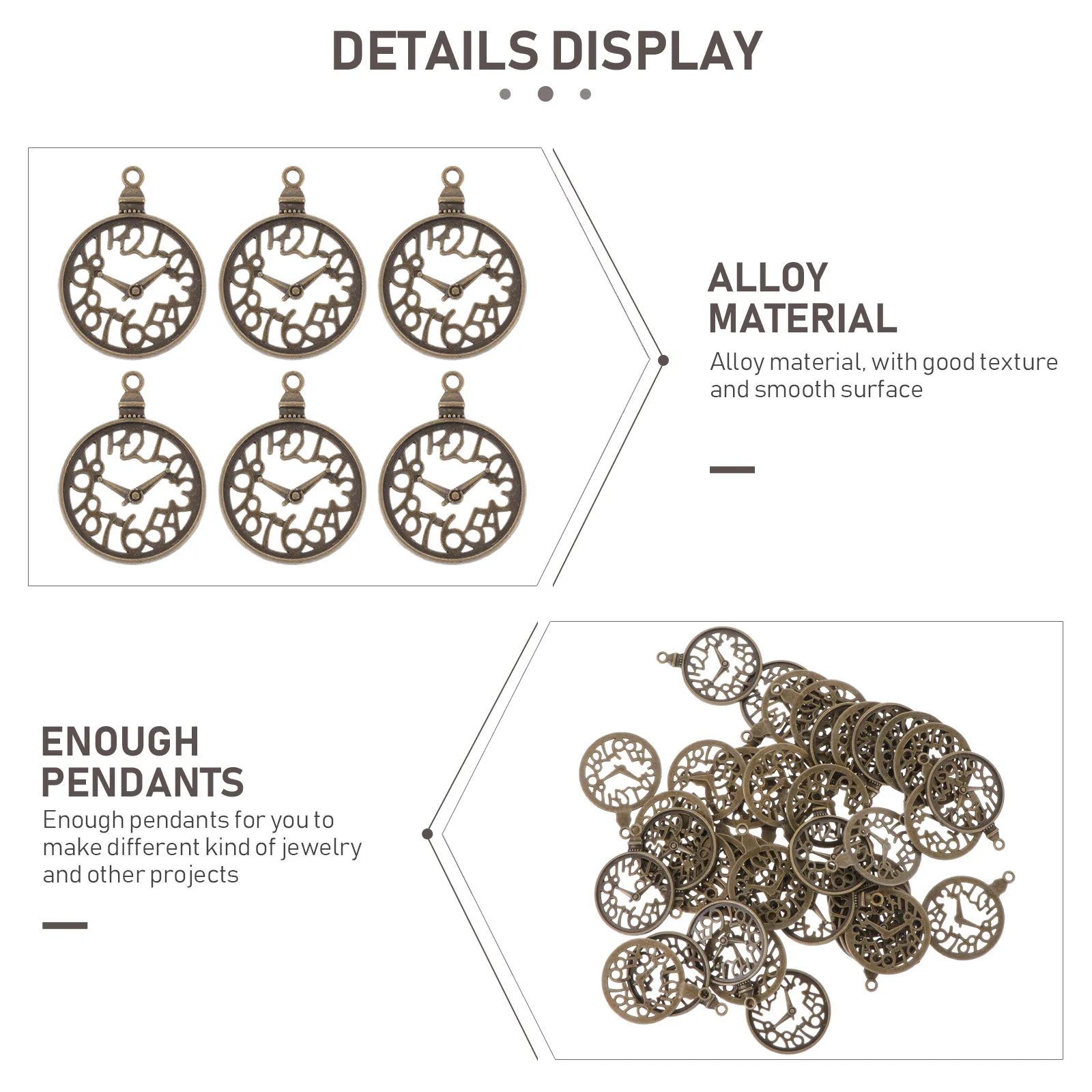 

60 Pcs Retro Clock Accessories Alloy Pendants for DIY Jewelry Necklace Bracelet Earring Supplies Charms Decorative Smooth Non