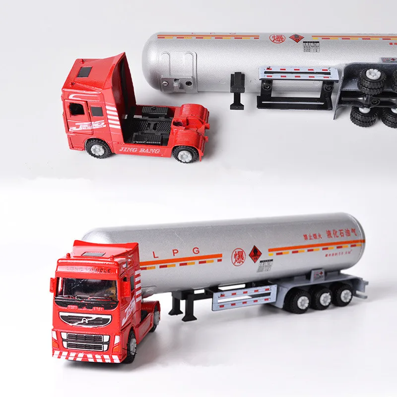 High Simulation 1:60 Alloy Trailer Tanker Model,Transportation Engineering Vehicle Toys,Sliding Transporter,Children's Toy Gifts