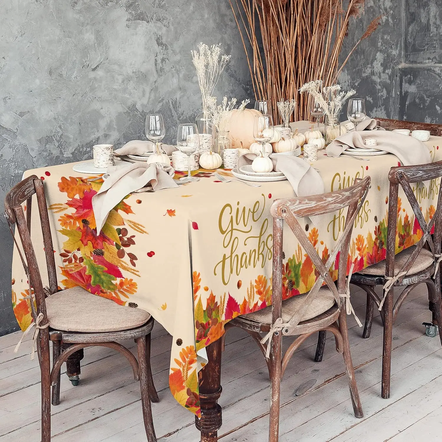 Autumn Thanksgiving Rectangle Tablecloth for Table Decor Fall Harvest Maple Leaves Kitchen Dining Table Cloth Autumn Decorations