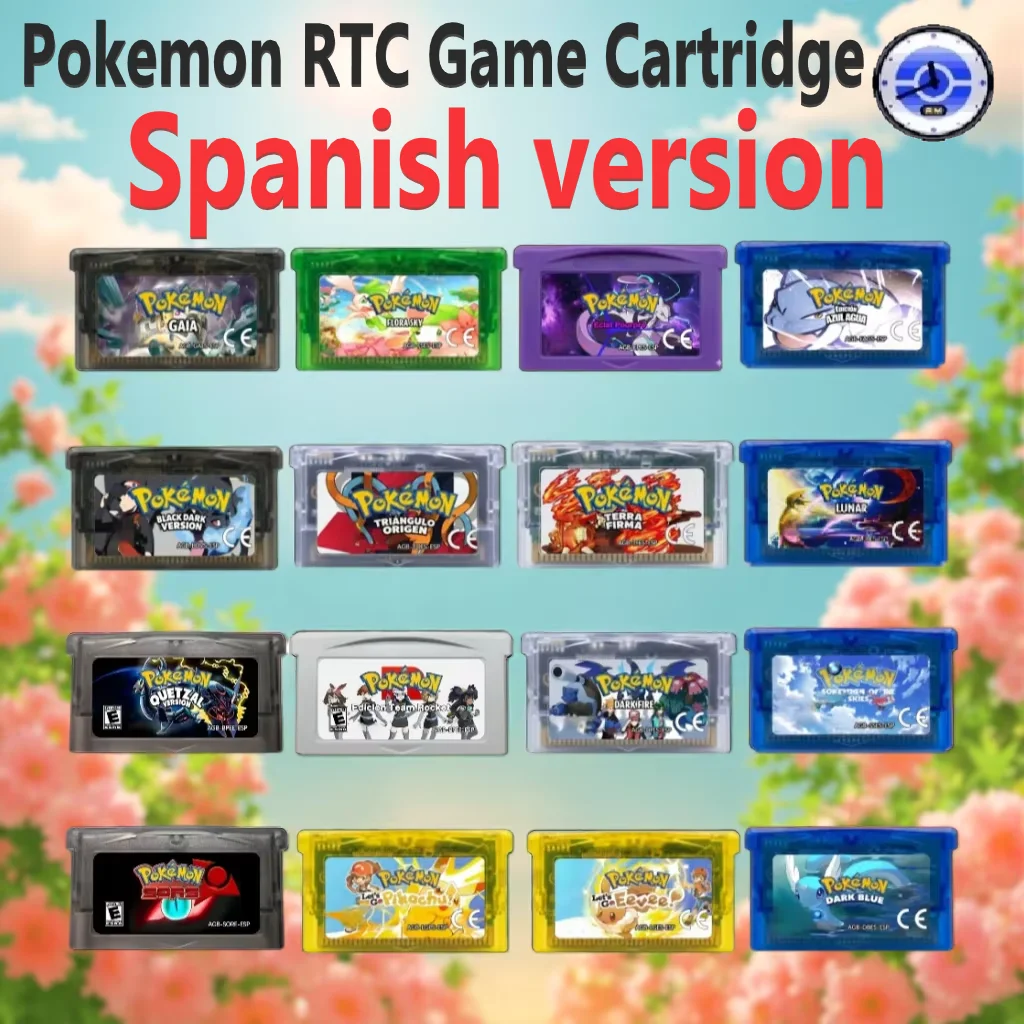 Cartucho de Juego GBA RTC Pokémon Shining Purple, Blue Water, Moon, Flora Sky, Dark Fire, Gaia, Versión Modificada GBA ROM Español