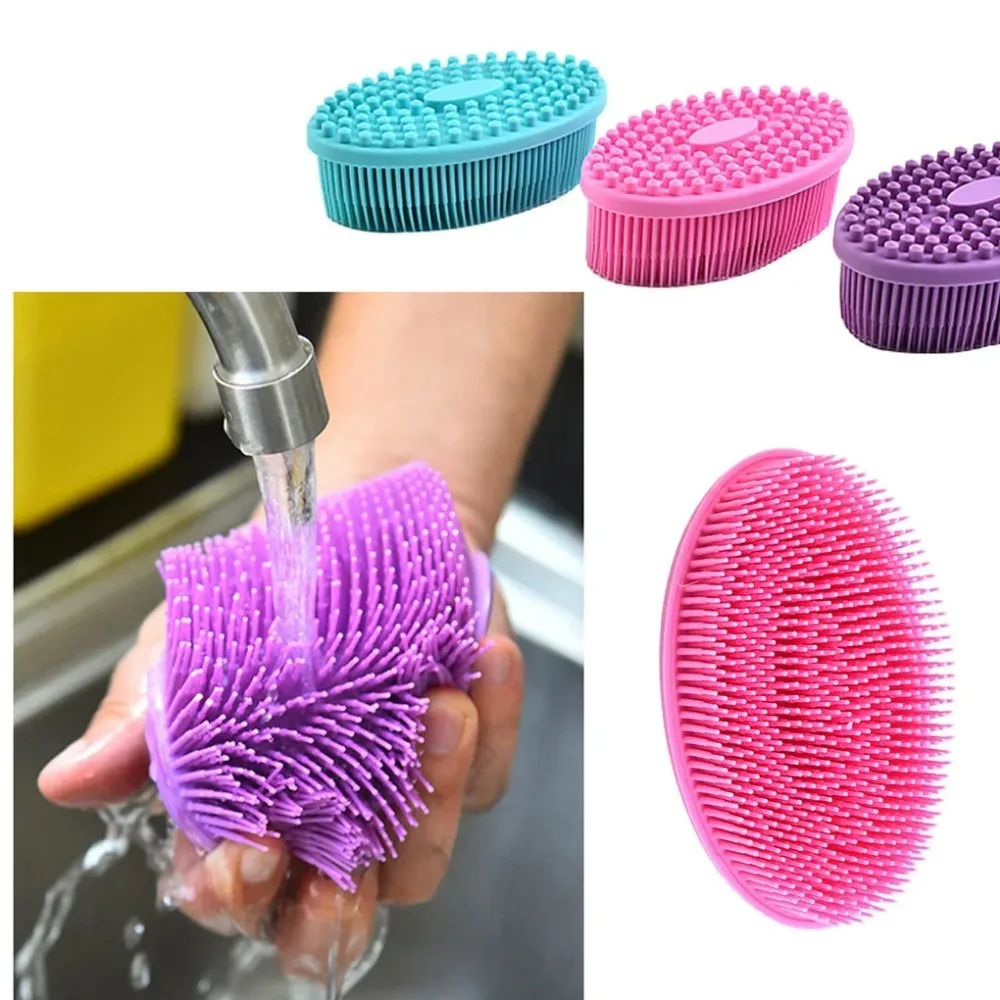 Spazzola per il corpo in silicone Spugna per baby shower Spazzola da bagno a secco per massaggiatore per il corpo Bast esfoliante Scrubber per il corpo in silicone Scrubber per il bagno