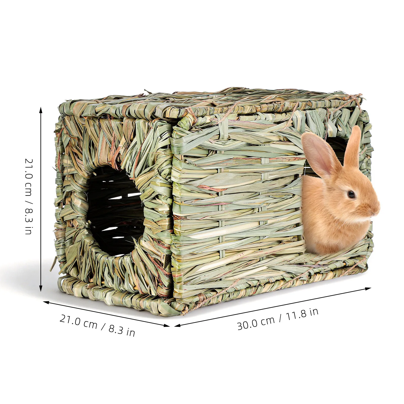Hand Woven Straw Rabbit Nest for Small Pets Hamster Bunny Chinchilla Natural Hideout Bed Indoor Outdoor Comfortable Chewable