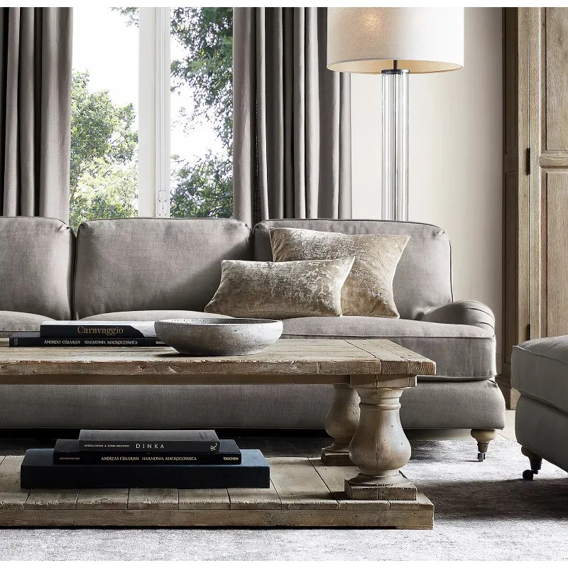 French country retro home fabric sofa American living room three-person sofa