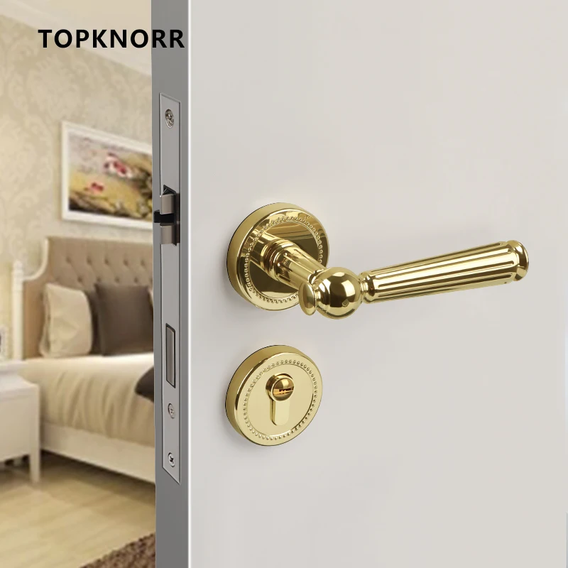 

Bedroom Split Silent Door Lock Light Luxury Nordic PVD Gold Room Door Handle Household Wooden Door American Retro Door Lock