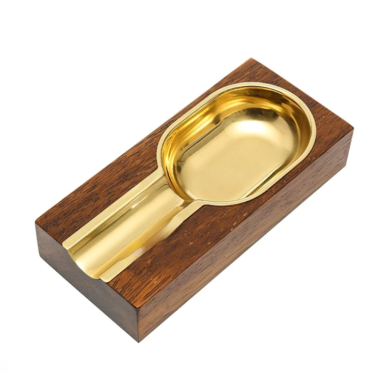 High-end household wood cigar ashtray portable for travel smokeless outdoor metal ashtray smoking accessories factory