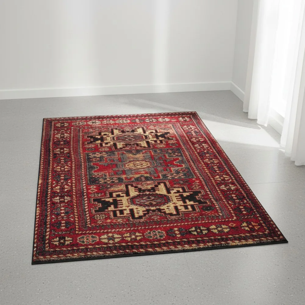 

Vintage Persian Area Rug 3' Square - Non-Shedding, Stain Resistant, Pet & Kid Friendly for Living Room Bedroom