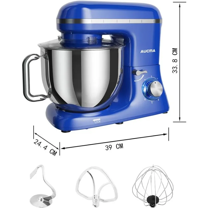 Stand Mixer,7.4QT 6-Speed Tilt-Head Food Mixer, Electric Kitchen Mixer with Dough Hook, Wire Whip & Beater