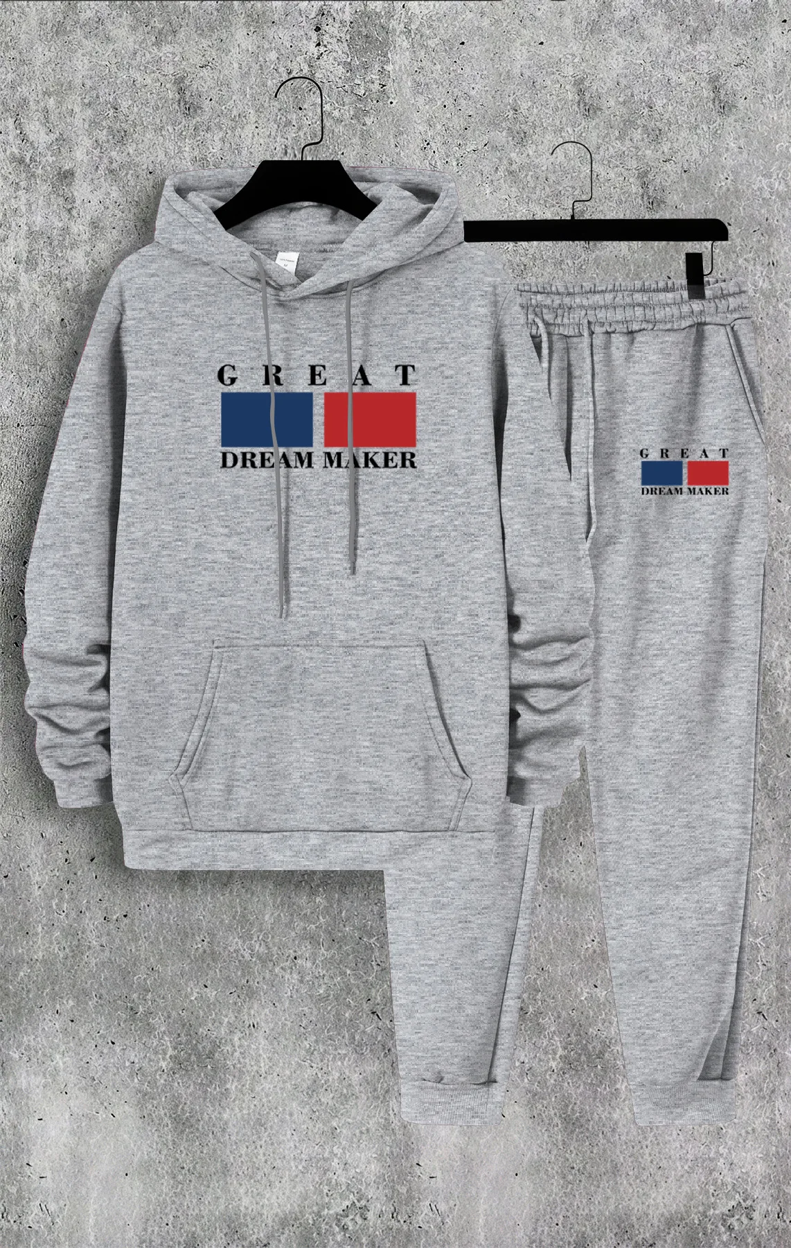 Fall & Winter Trendy Men's Essential Hoodie & Jogger Set, Classic Colorblock Stripes + Letter Heat-Transfer Print Casual Outfit