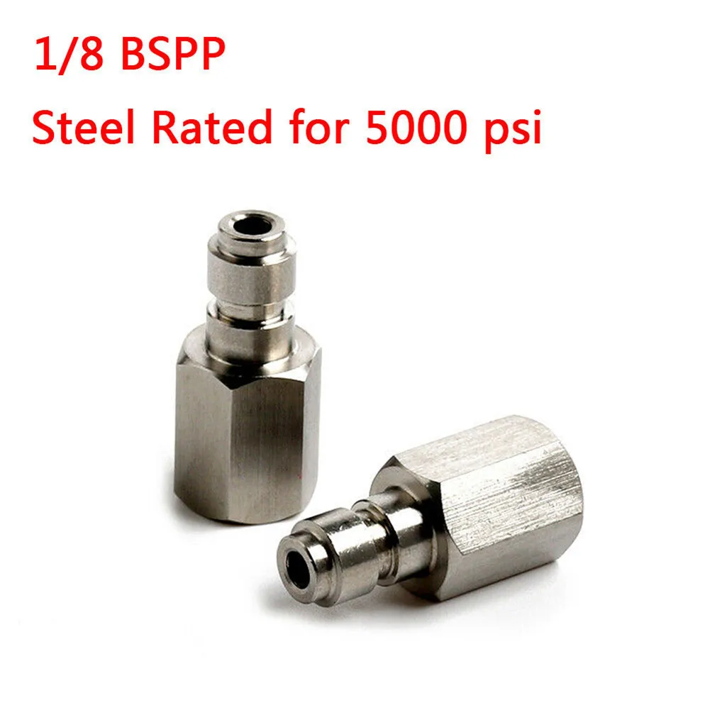 8mm Quick Connect Male, 1/8 BSPP Quick Disconnect Coupler Plug Adapter, Stainless Steel Material, Rated Pressure 5,000 psi