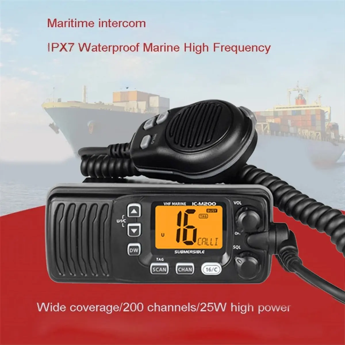 Fits for IC-M200 Marine High-Power 25 Watt Waterproof Very High Frequency Radio Walkie Talkie VHF