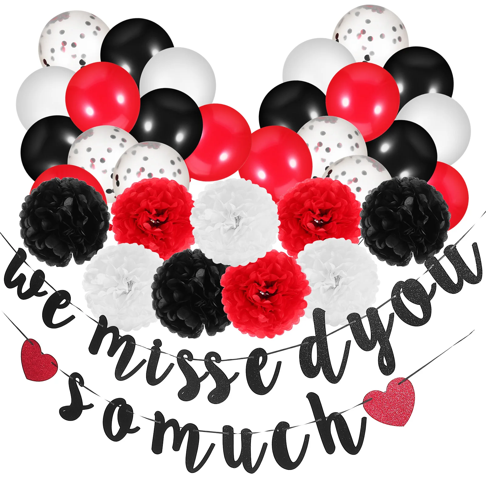 

1 set Welcome Home Decorations Colorful Party Balloons Housewarming Kit Paper Banner Office Living Room We Missed You Yard Sign