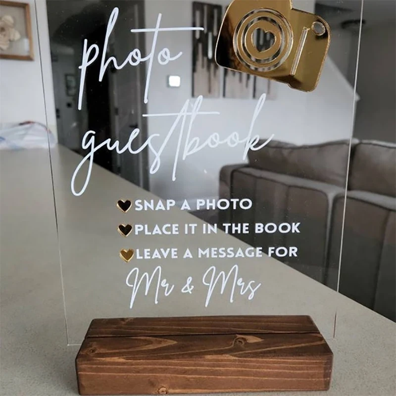 Personalized Acrylic Polaroid Photo Guestbook Signs Baby Shower, Wedding, Birthday Party Photo Guestbook Signs