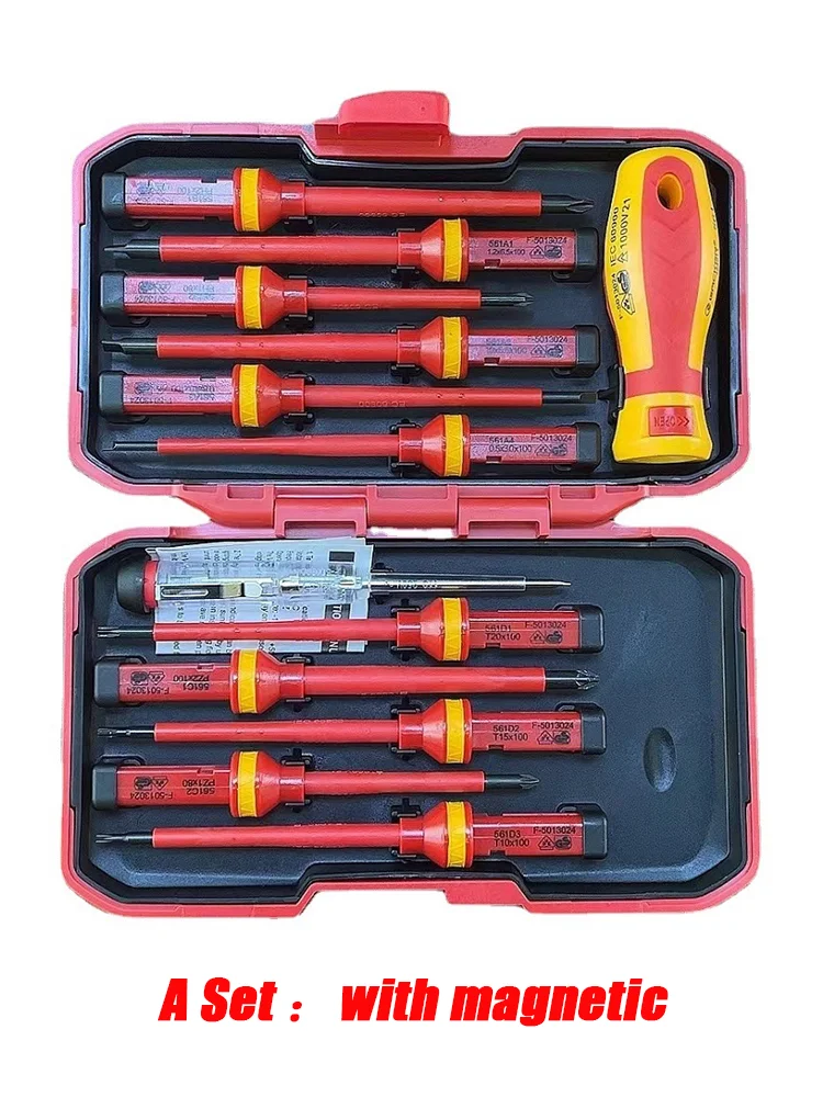 

13pcs Electrician Repair Tools Kit 1000V Changeable Insulated Screwdrivers Set with Magnetic Slotted Bits Hand Tools