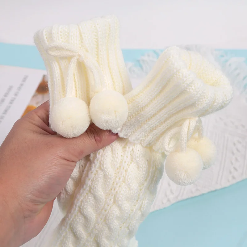 ถุงเท้ากันหนาวเด็กผู้หญิงแบบยาว 1 คู่ ลายโบว์ ดีไซน์หรูหรา ถักนิตติ้ง แฟชั่น ปิดเท้า ถุงเท้าโครเชต์ แบบหลวม สำหรับเด็กอายุ 3-10 ปี