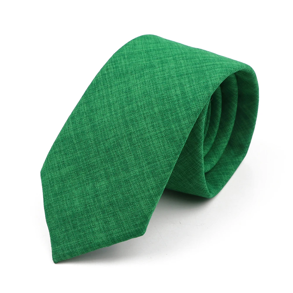 Zacht katoen effen kleur handgemaakte mannen stropdassen saliegroen roze oranje magere stropdas voor bruiloft shirt pak das accessoire