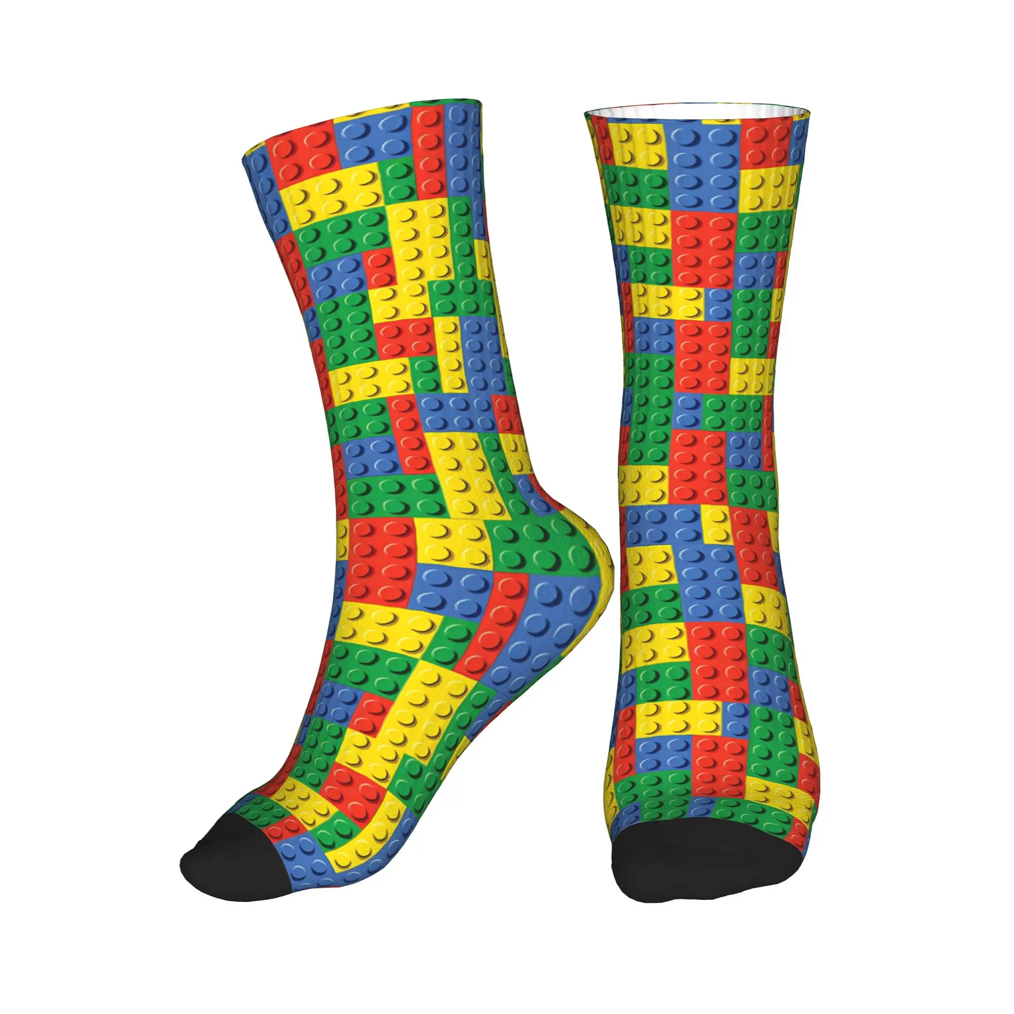 Classic Primary Color Building Blocks Socks Stockings Winter Anti Sweat Men Socks Soft Breathable Design Running Sports Socks
