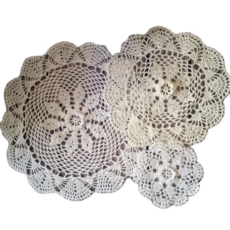 

Table decoration and accessories flower cotton placemat coaster kitchen Wedding Christmas round Crochet table place mat cloth