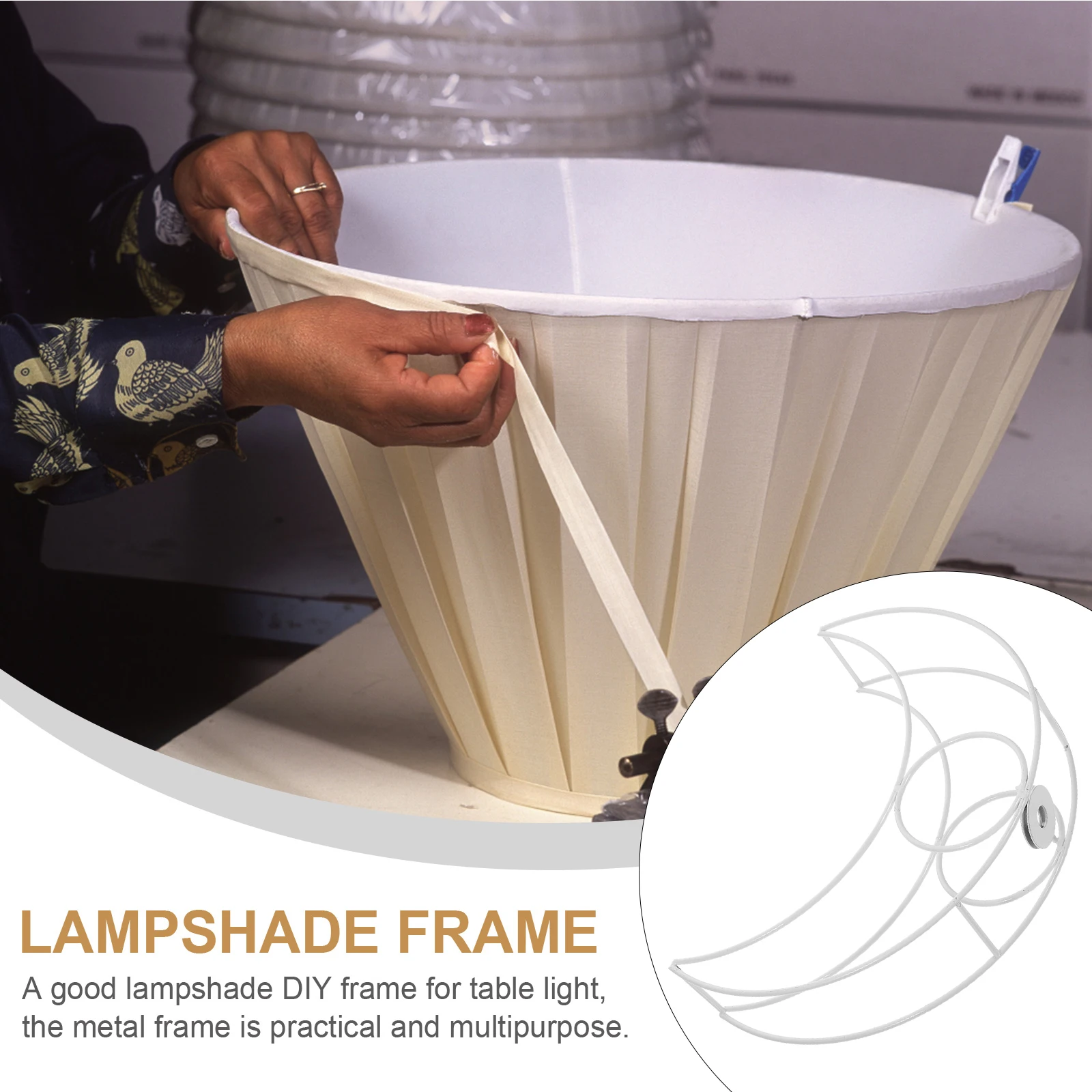 

Sturdy Moon Shape Lampshade Frame Metal Wire Rack For Table Lamp Ceiling Light Iron Diy Light Accessories Cage Bracket