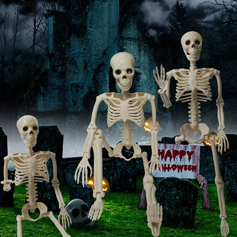 40/90cm Halloween Bewegliches Menschliches Skelett Vollkörper-Totenkopf Gruselhaus Horror-Requisiten Heim-Party Horror-Dekoration