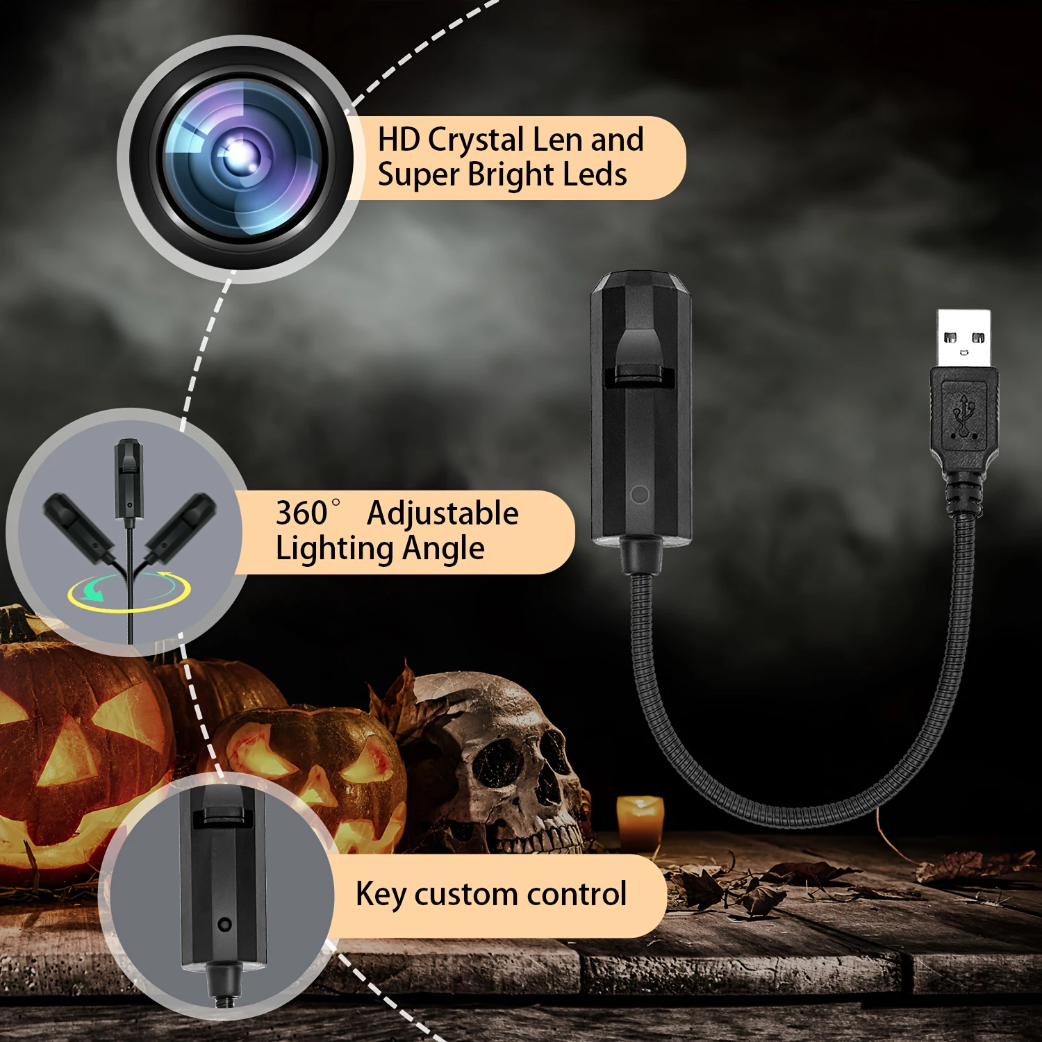 Proyector de luz LED para Halloween con patrones de cabeza de gato y calabaza, adecuado para crear un ambiente de dormitorio de Halloween