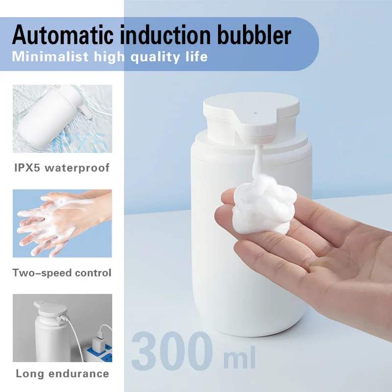 300ml Automatic Foam Soap Ipx5 Life Waterproof Dispenser Bathroom Human Body Induction Creative Face Hand Wash Foam Machine