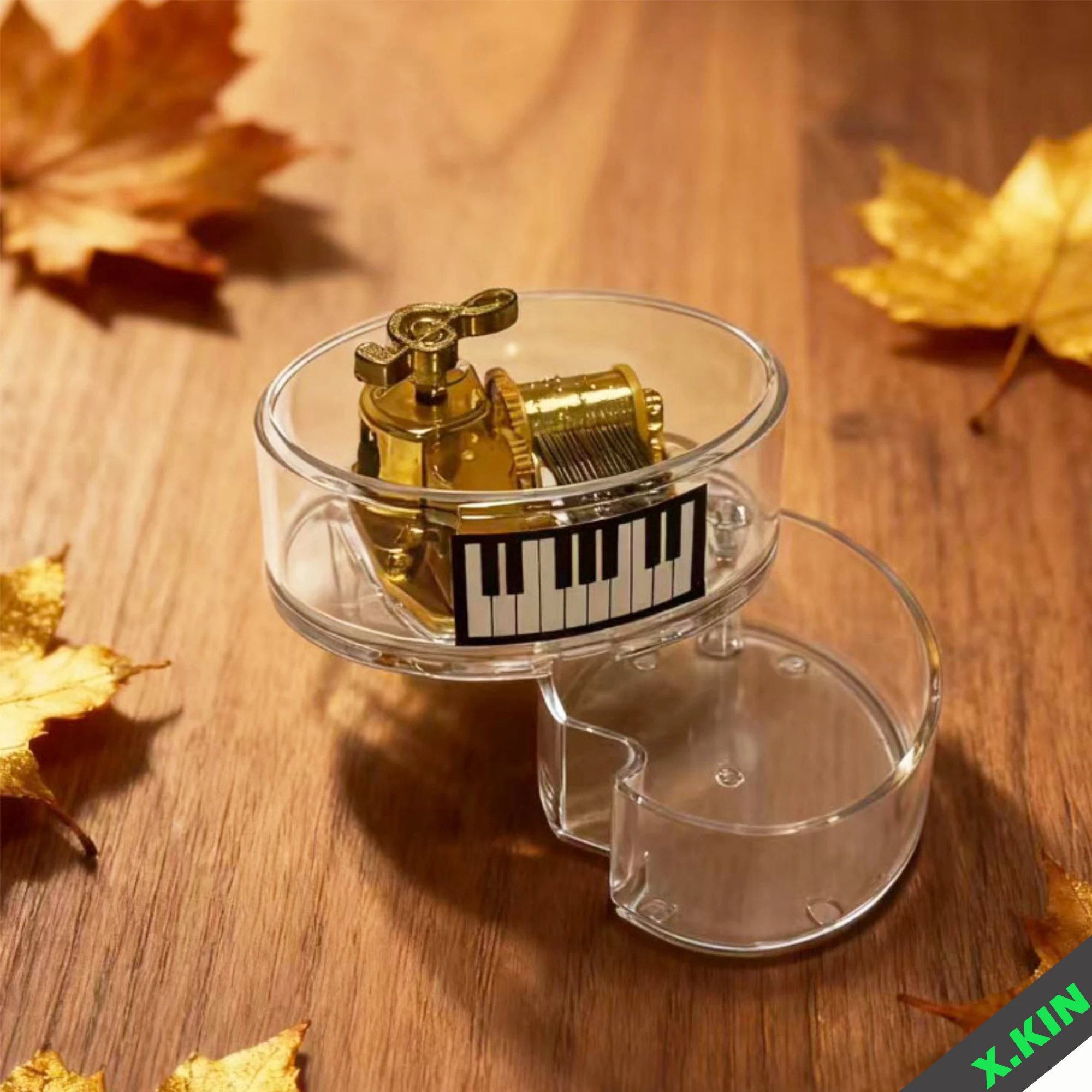 

Creative Rotating Acrylic Music Box - Transparent Wind-Up Musical Gift for Kids Birthday, Home Desk Decor