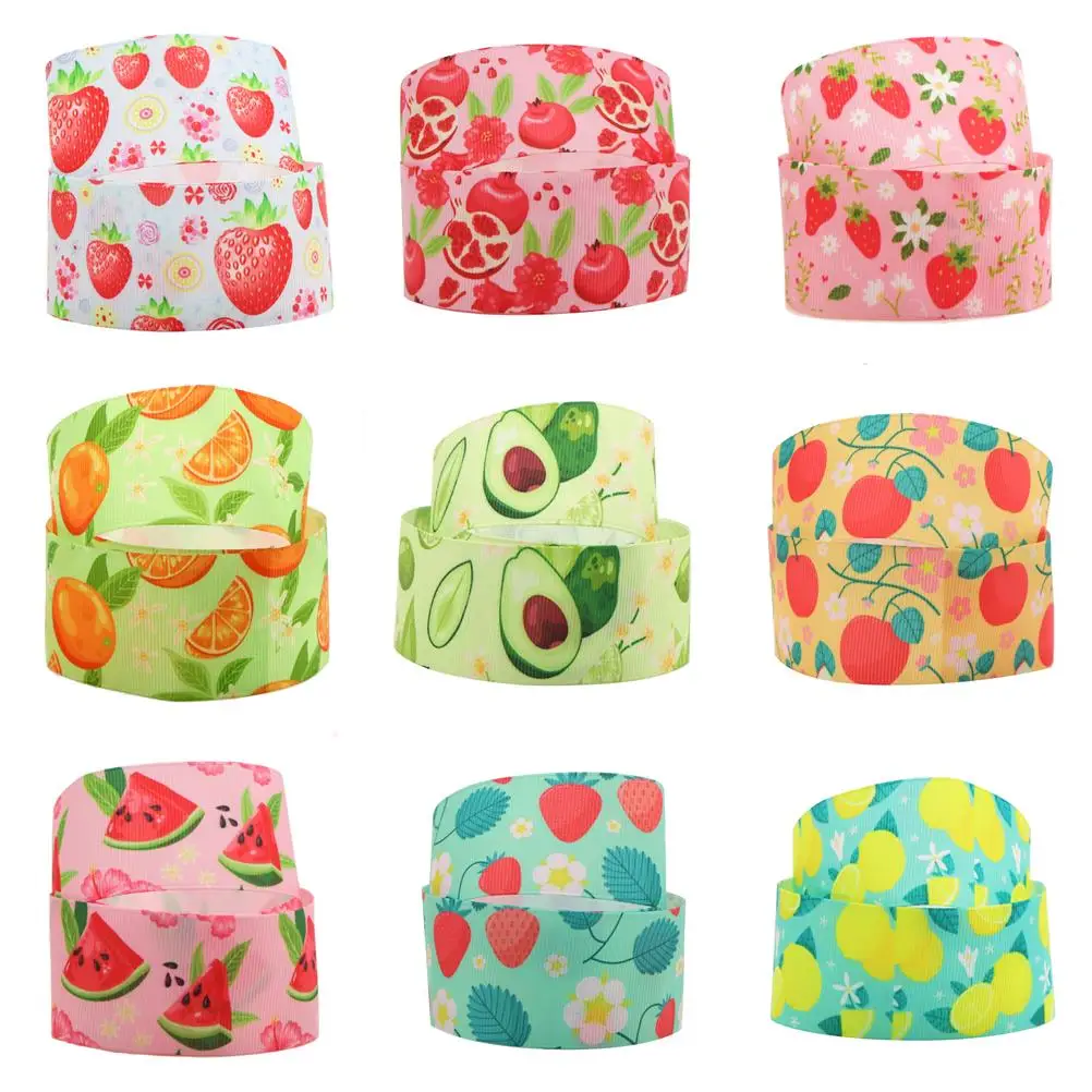 5 Yards Multi Size Fruit Strawberry Printed Grosgrain Ribbon DIY Hairbow Craft For Gift Wrap Ribbon Home Decoration,5Yc12435