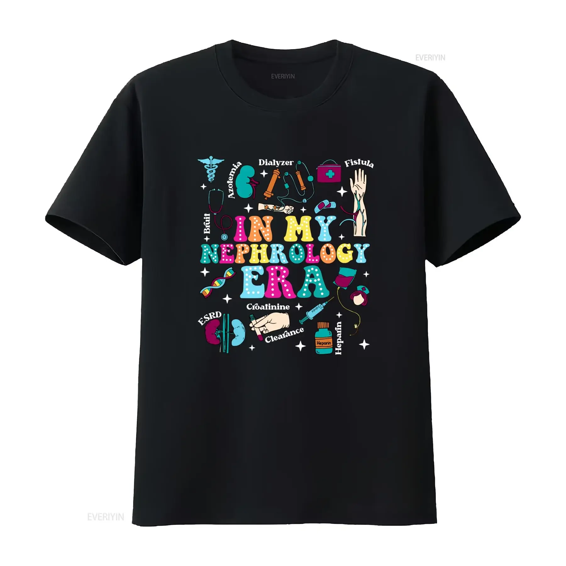 Colorful Cartoon In My Nephrology Era Nephrologist Dialysis Medical Print Casual T Shirt vintage Washed graphic streetwear