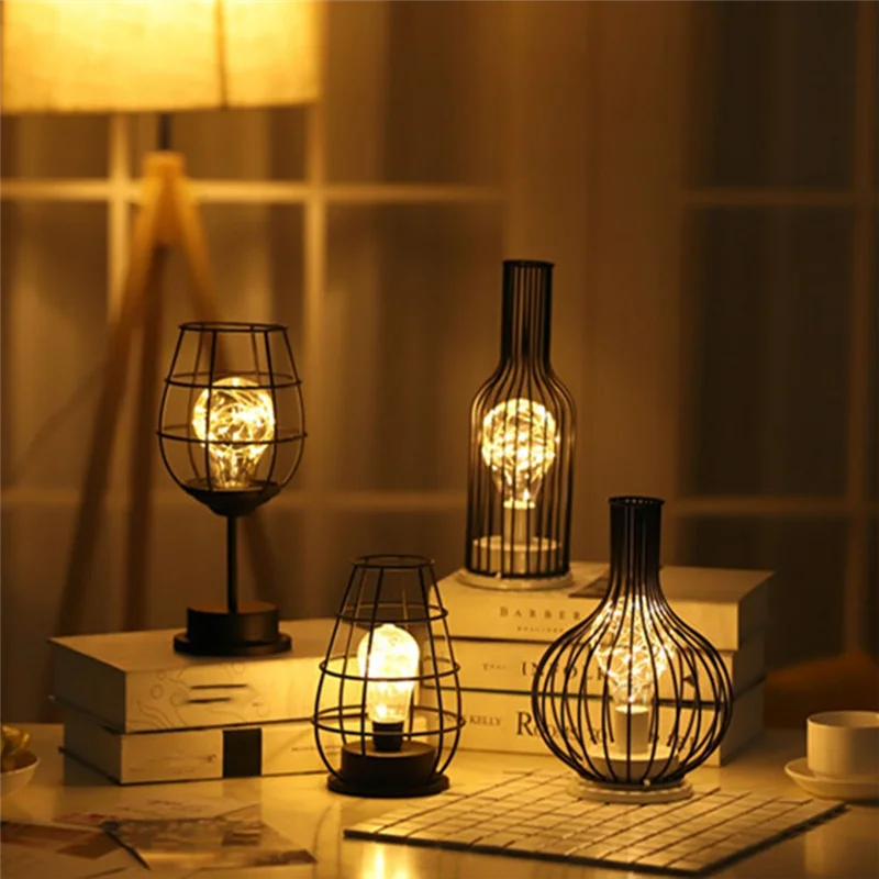 ABPQ-LED Lampada da tavolo Lampada da lettura Luce notturna Camera da letto Lampada da comodino Illuminazione da scrivania Soggiorno Decorazione domestica in ferro retrò