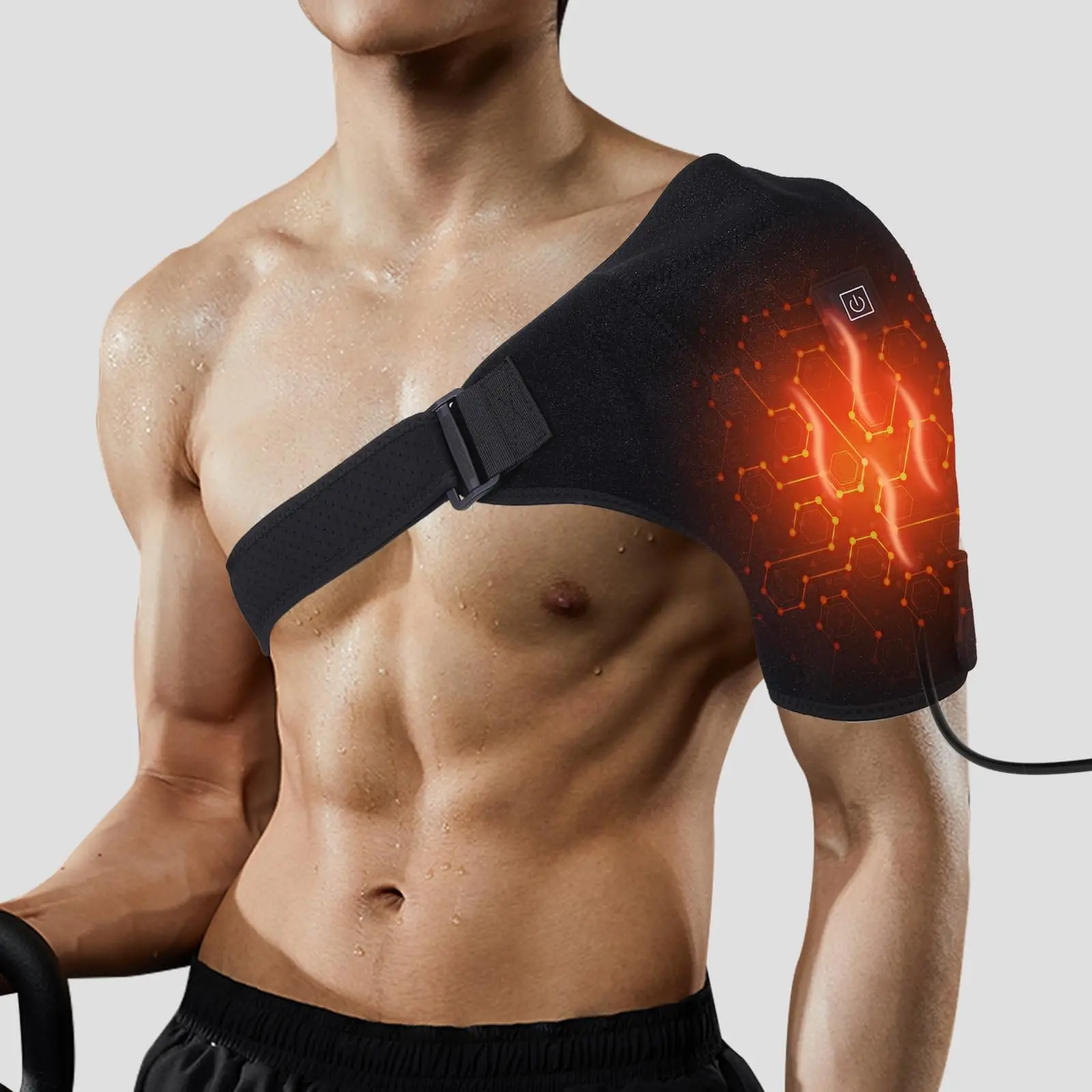 

Heated Shoulder Wrap Brace Adjustable Shoulder Heating Pads with Extension Belt for Frozen Shoulder Dislocation Pain Relief