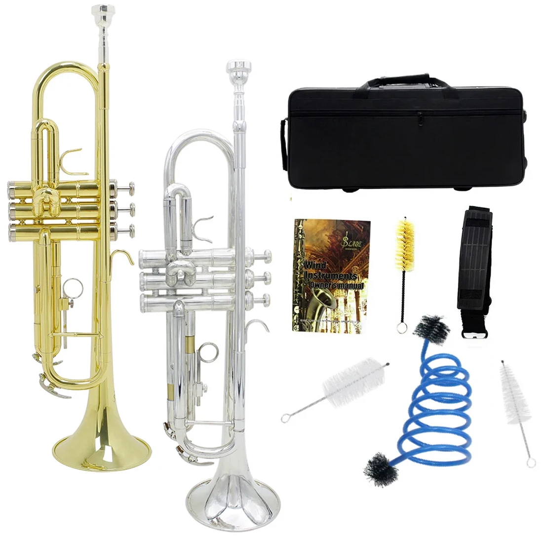 Golden Trumpet Bb B Flat Professional Brass Instrument Large Diameter Horn With Box & Mouthpiece Musical Instrument Accessories