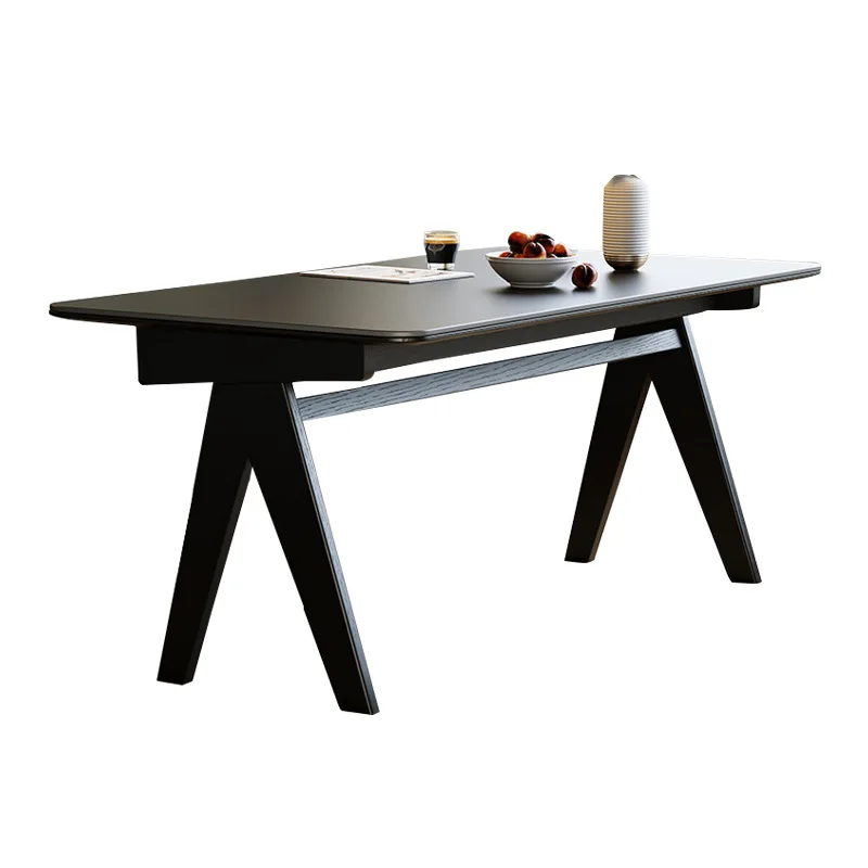 2024 new small apartment household rectangular French black living room dining table