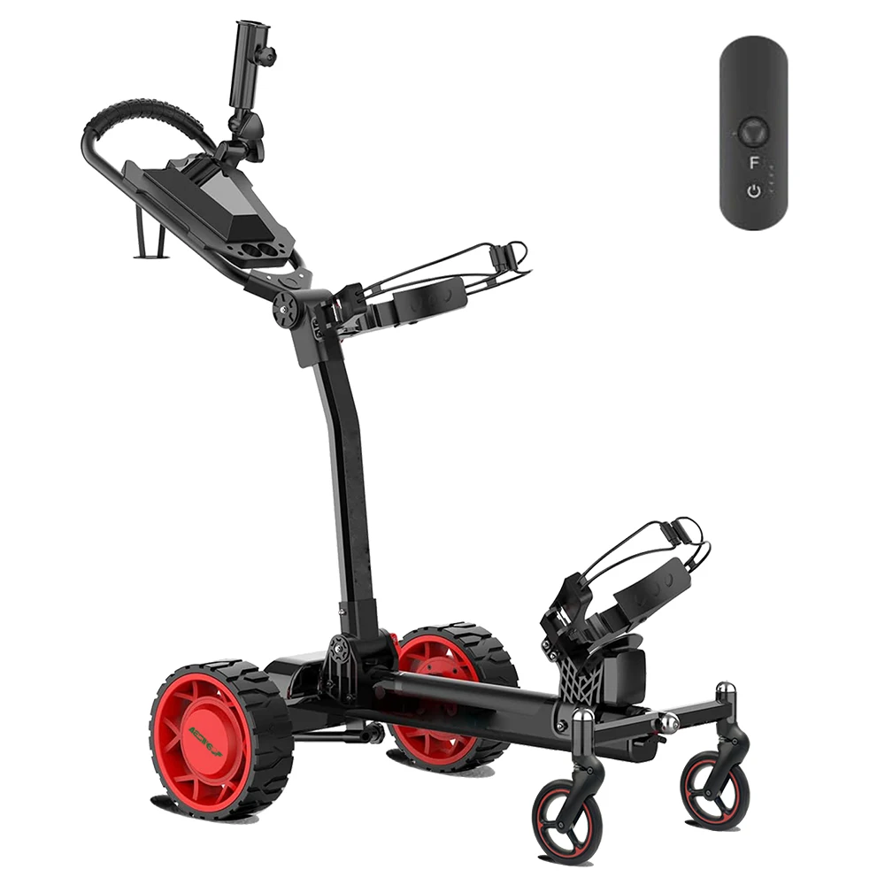 48V Remote Control Electric Golf Cart, Caddy Trolley with Umbrella, Foldable Golf Push Pull Bag Cart Scooter