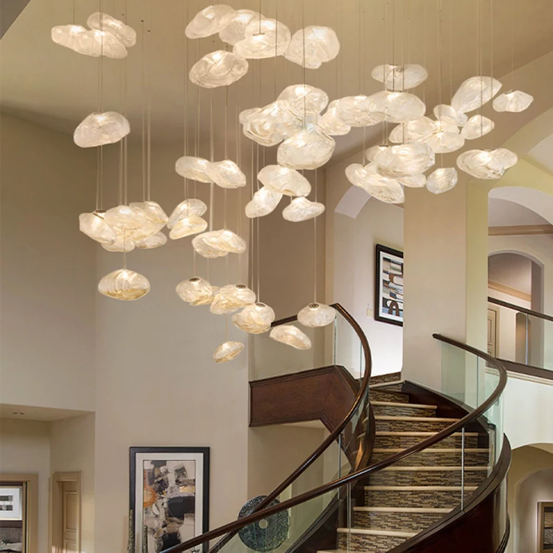 

Cloud Glass LED Lights Modern Ceiling Chandeliers Lustres Pendant Ceiling Lamps Hanging Stair Living Room Decor for Staircase