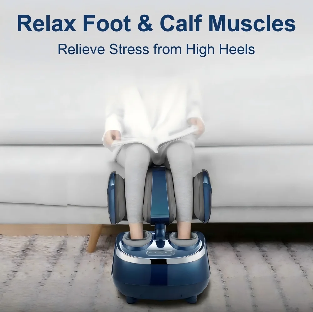 Complete Leg Foot Massager 360 Rotating Knee Support Split Design Air Compression Foot Roller Detachable Cover