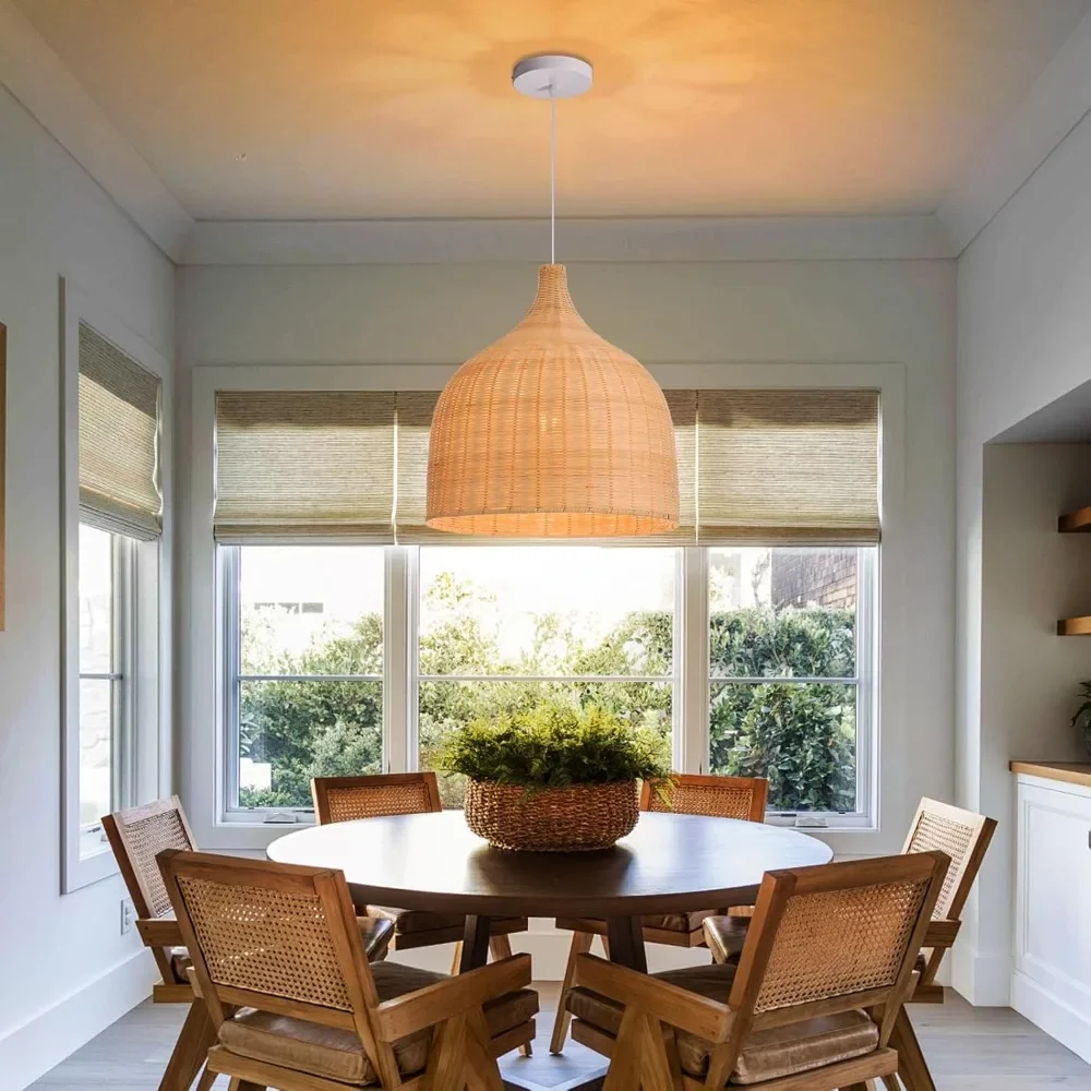 Lampadario in bambù naturale Lampadario a sospensione a LED vintage Lampadario da soggiorno intrecciato a mano Decorazioni per la casa Lampada a sospensione a soffitto