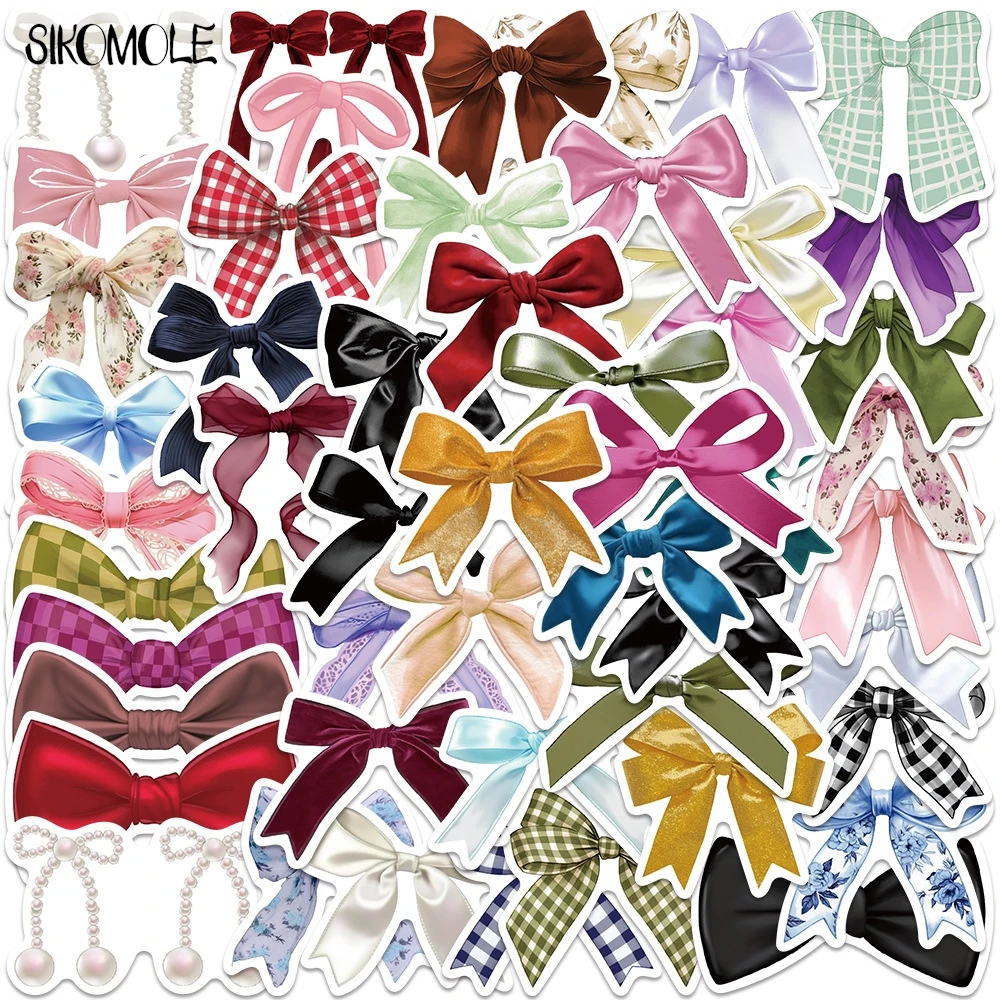 10/30/50PCS Colorful Bow Tie PVC Cute Graffiti Stickers Aesthetic Art DIY Decoration Toy Kid Travel Luggage Decal Sticker Pack