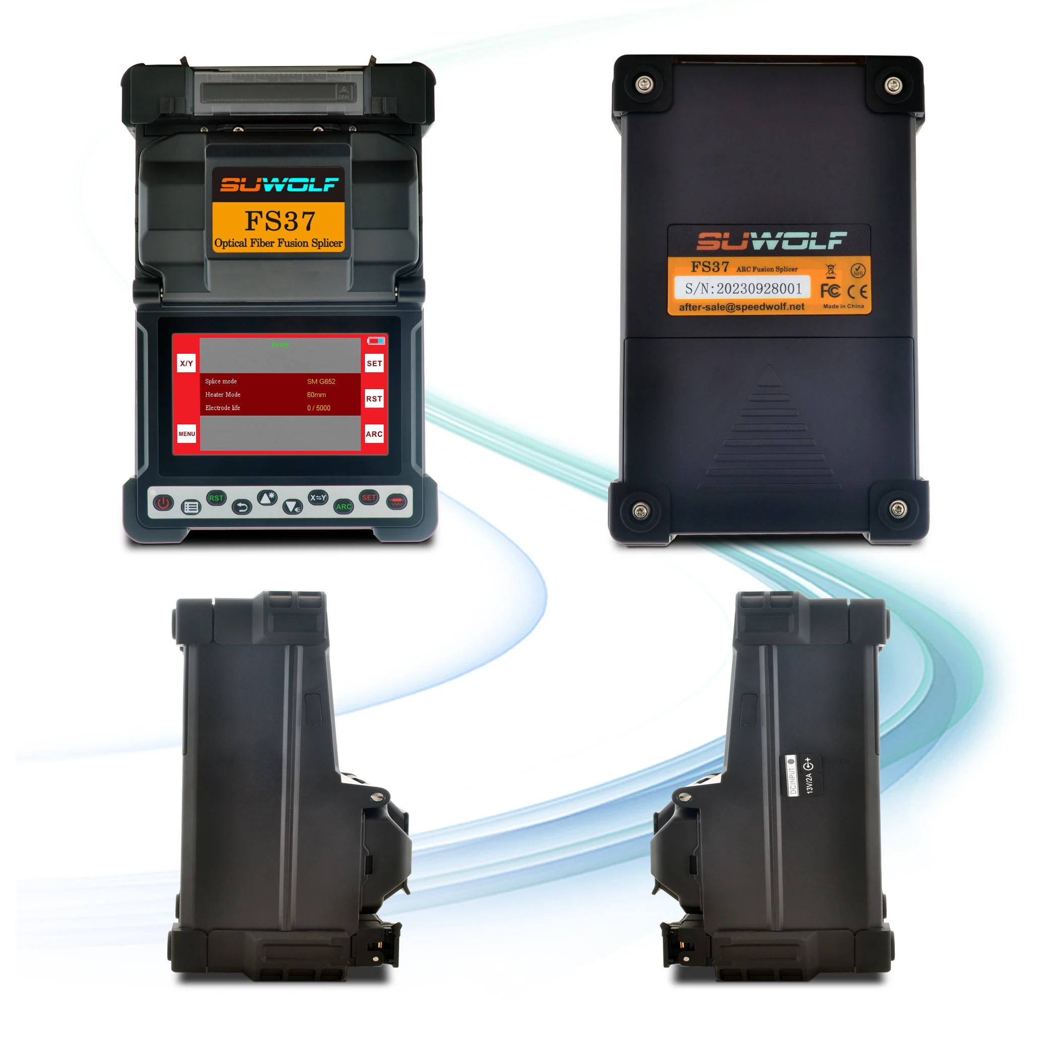 SUWOLF 4.3 بوصة تعمل باللمس LCD آلة ربط الألياف البصرية عالية الدقة لألياف SM، MM، NZ-DS، ألياف EDF (FS37)