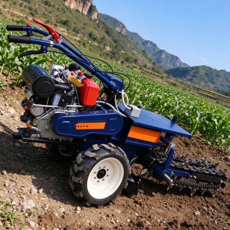 Walk Behind Ditcher Trench Digger Chain Trencher Mini Grooving Machine For Rural Water Pipe Laying And Farm Cable Digging
