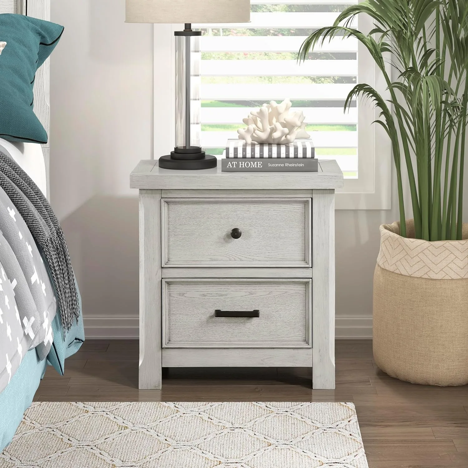 Lexicon Lise 2-Drawer Nightstand, Antique White