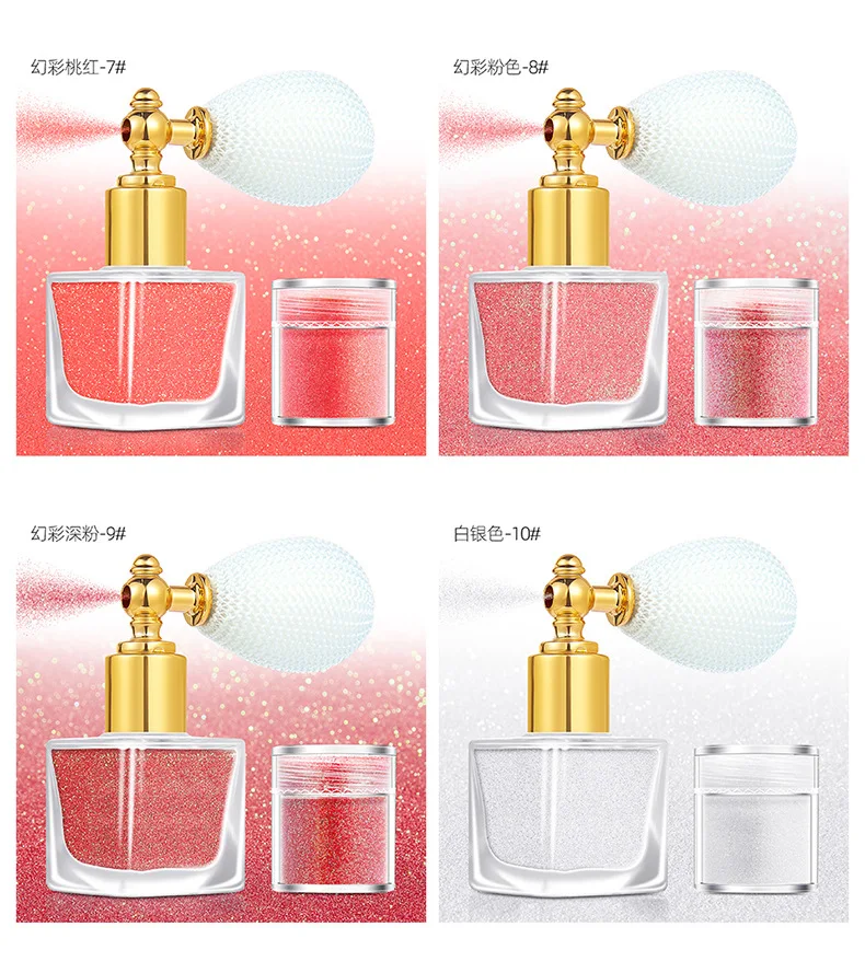 Wholesale Glitter Highlighter Spray 17 Colors Vegan Custom Logo Highlight Powder Spray for Nail Face Body Hair