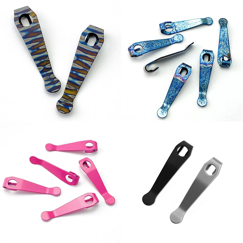 1ชิ้นมีด5สีทำเองคลิปหนีบกระเป๋าไทเทเนียมด้านหลังสำหรับ Para3 spyderco มีดน้ำหนักเบาทำด้วยมืออุปกรณ์เสริม