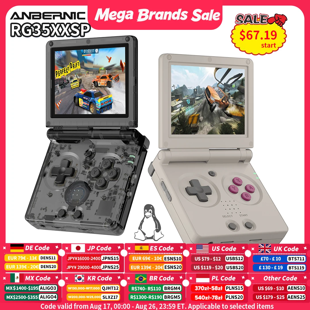 Anbernic RG35XXSP Flip Handheld Game Consoles 3.5-inch IPS 640*480 Screen Linux WIFI Retro Video Game Player 3300mAh 5000+ Games