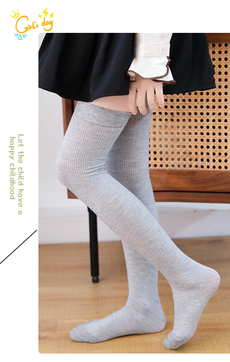 Baby Mädchen weiche Baumwolle dünne atmungsaktive lange Socken Prinzessin Kinder Mesh Student Strümpfe Sommer Herbst über den Knies trümpfen – Detail 9